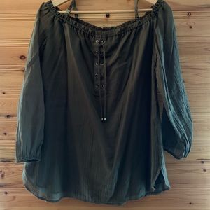 Calvin Klein Long Sleeve Off the Shoulder Top M